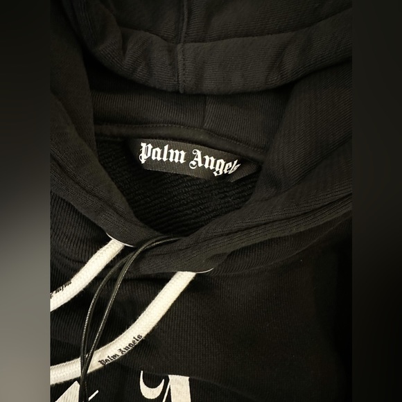 Palm Angels Curved Logo Hoodie in Black/White size L - Picture 8 of 16